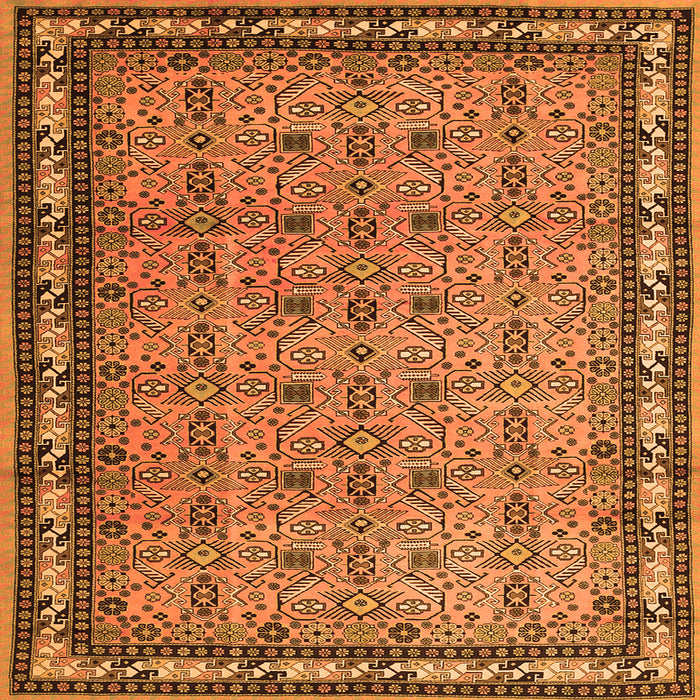 Round Machine Washable Persian Orange Traditional Area Rugs, wshtr1122org