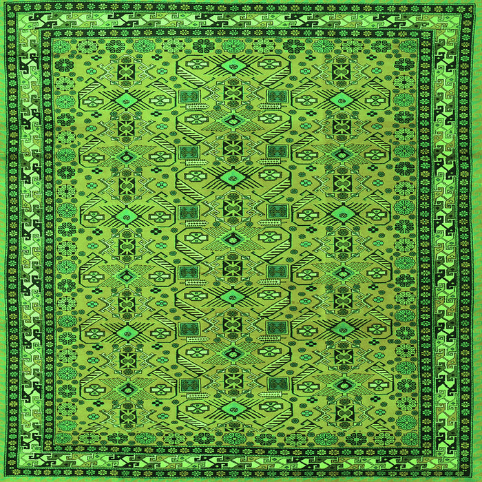 Round Machine Washable Persian Green Traditional Area Rugs, wshtr1122grn