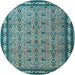 Round Machine Washable Persian Light Blue Traditional Rug, wshtr1122lblu