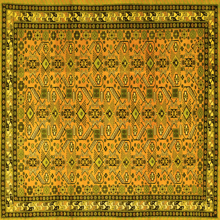 Square Machine Washable Persian Yellow Traditional Rug, wshtr1122yw