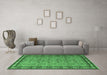 Machine Washable Persian Emerald Green Traditional Area Rugs in a Living Room,, wshtr1122emgrn