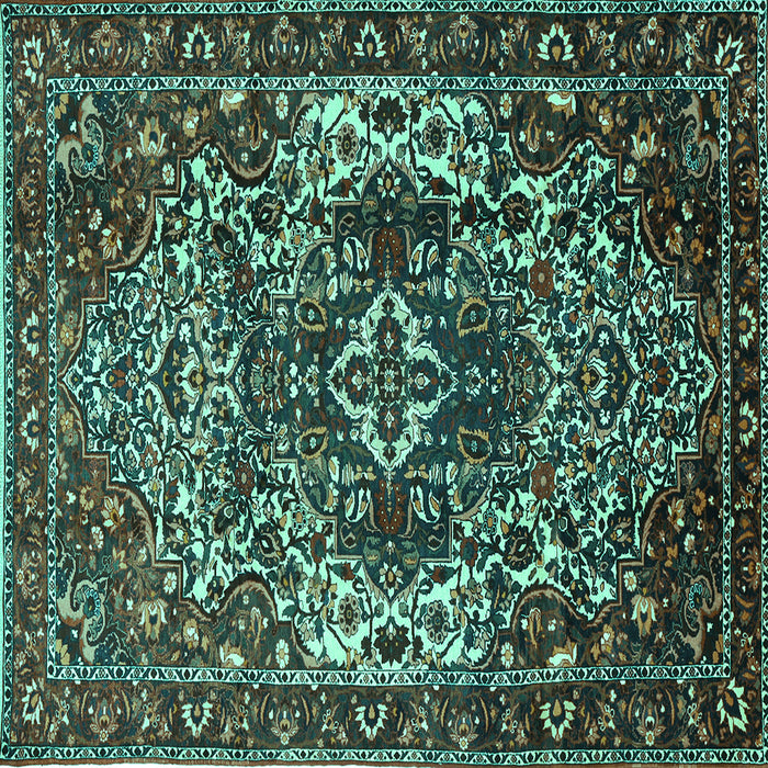 Square Machine Washable Persian Turquoise Traditional Area Rugs, wshtr1123turq