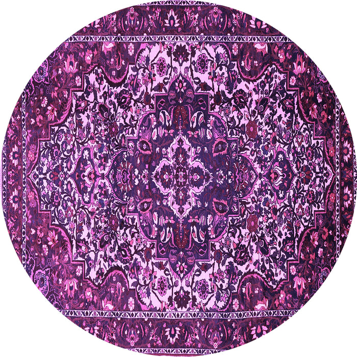 Round Persian Purple Traditional Rug, tr1123pur