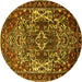 Round Persian Yellow Traditional Rug, tr1123yw