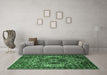 Machine Washable Persian Emerald Green Traditional Area Rugs in a Living Room,, wshtr1123emgrn