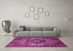 Machine Washable Persian Pink Traditional Rug in a Living Room, wshtr1123pnk