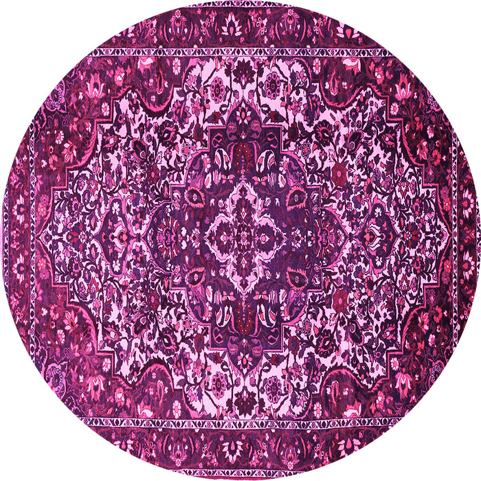 Round Machine Washable Persian Pink Traditional Rug, wshtr1123pnk