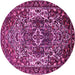 Round Machine Washable Persian Pink Traditional Rug, wshtr1123pnk