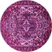Round Persian Pink Traditional Rug, tr1123pnk