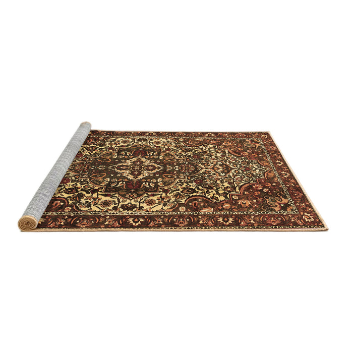 Sideview of Machine Washable Persian Brown Traditional Rug, wshtr1123brn