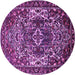 Round Machine Washable Persian Purple Traditional Area Rugs, wshtr1123pur