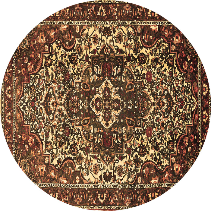 Round Persian Brown Traditional Rug, tr1123brn