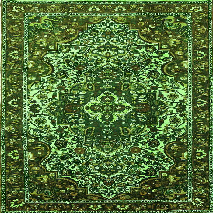 Round Machine Washable Persian Green Traditional Area Rugs, wshtr1123grn