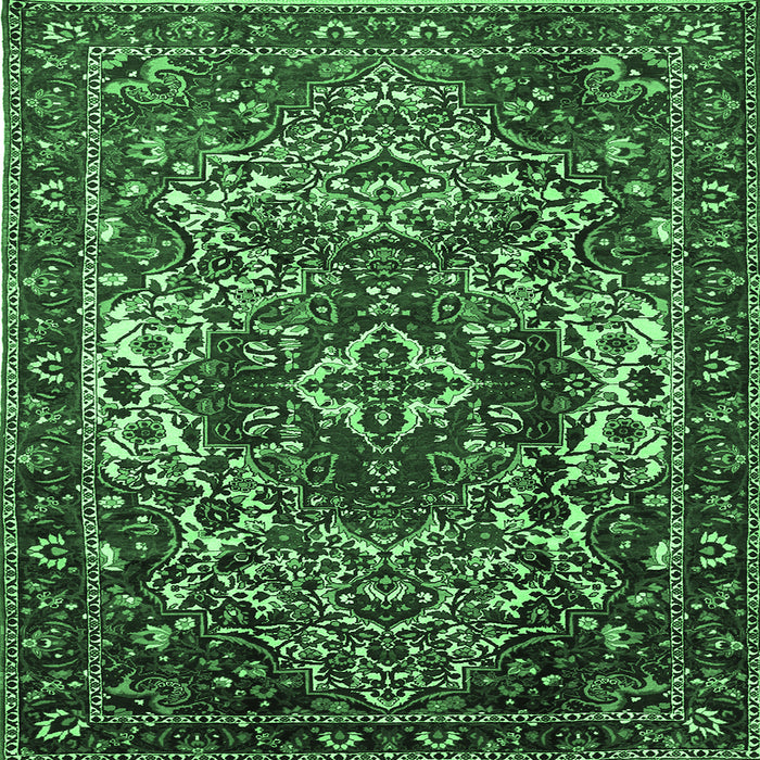 Square Machine Washable Persian Emerald Green Traditional Area Rugs, wshtr1123emgrn