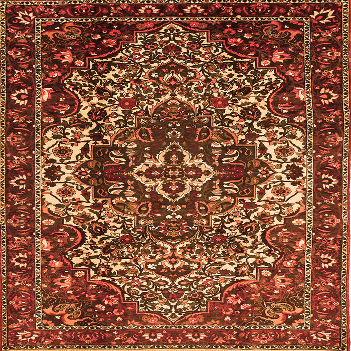 Round Machine Washable Persian Orange Traditional Area Rugs, wshtr1123org
