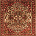 Round Machine Washable Persian Orange Traditional Area Rugs, wshtr1123org