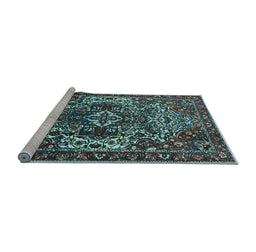 Sideview of Machine Washable Persian Light Blue Traditional Rug, wshtr1123lblu