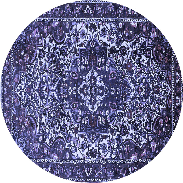 Round Persian Blue Traditional Rug, tr1123blu