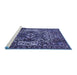 Sideview of Machine Washable Persian Blue Traditional Rug, wshtr1123blu