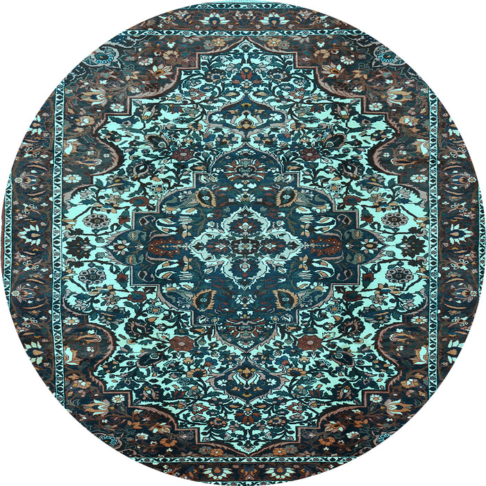 Round Persian Light Blue Traditional Rug, tr1123lblu