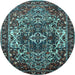 Round Persian Light Blue Traditional Rug, tr1123lblu