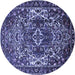 Round Machine Washable Persian Blue Traditional Rug, wshtr1123blu