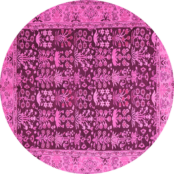 Round Persian Pink Traditional Rug, tr1124pnk