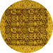 Round Persian Yellow Traditional Rug, tr1124yw