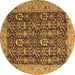 Round Persian Brown Traditional Rug, tr1124brn