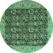 Round Persian Turquoise Traditional Rug, tr1124turq