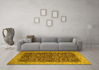 Machine Washable Persian Yellow Traditional Rug, wshtr1124yw