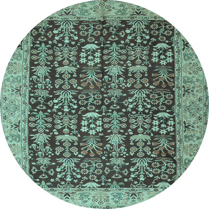 Round Persian Light Blue Traditional Rug, tr1124lblu