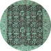 Round Persian Light Blue Traditional Rug, tr1124lblu