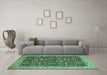 Machine Washable Persian Turquoise Traditional Area Rugs in a Living Room,, wshtr1124turq