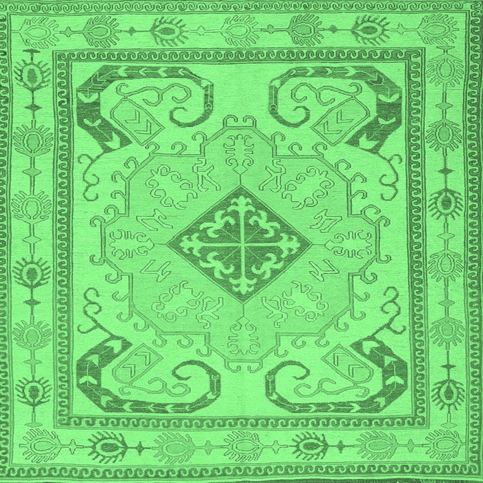 Square Machine Washable Persian Emerald Green Traditional Area Rugs, wshtr1125emgrn