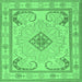 Square Machine Washable Persian Emerald Green Traditional Area Rugs, wshtr1125emgrn