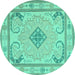 Round Persian Turquoise Traditional Rug, tr1125turq