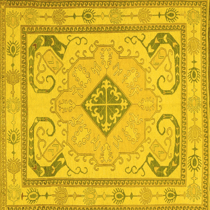 Square Machine Washable Persian Yellow Traditional Rug, wshtr1125yw