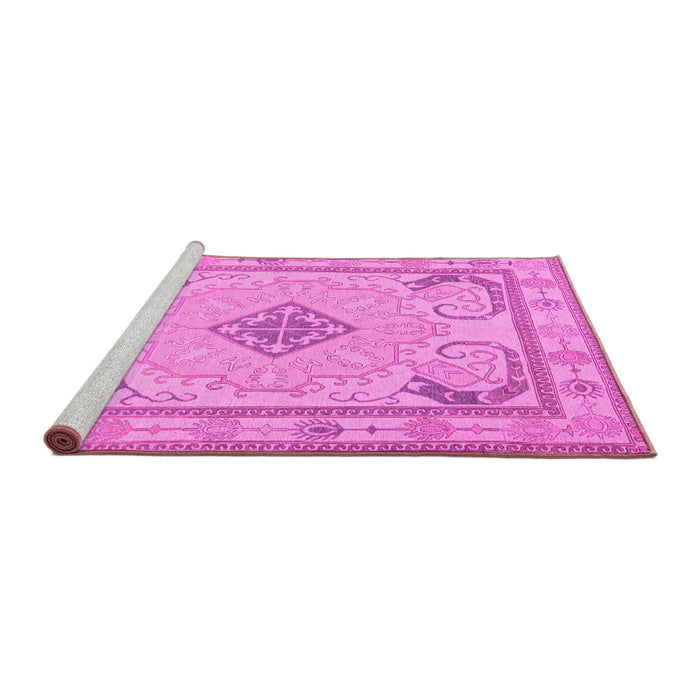 Sideview of Machine Washable Persian Pink Traditional Rug, wshtr1125pnk