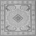 Round Machine Washable Persian Gray Traditional Rug, wshtr1125gry