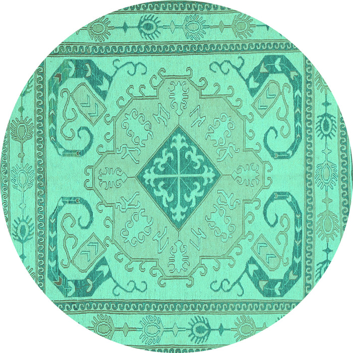 Round Machine Washable Persian Turquoise Traditional Area Rugs, wshtr1125turq