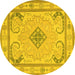 Round Persian Yellow Traditional Rug, tr1125yw