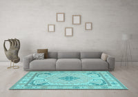 Machine Washable Persian Light Blue Traditional Rug, wshtr1125lblu