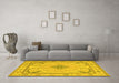 Machine Washable Persian Yellow Traditional Rug in a Living Room, wshtr1125yw