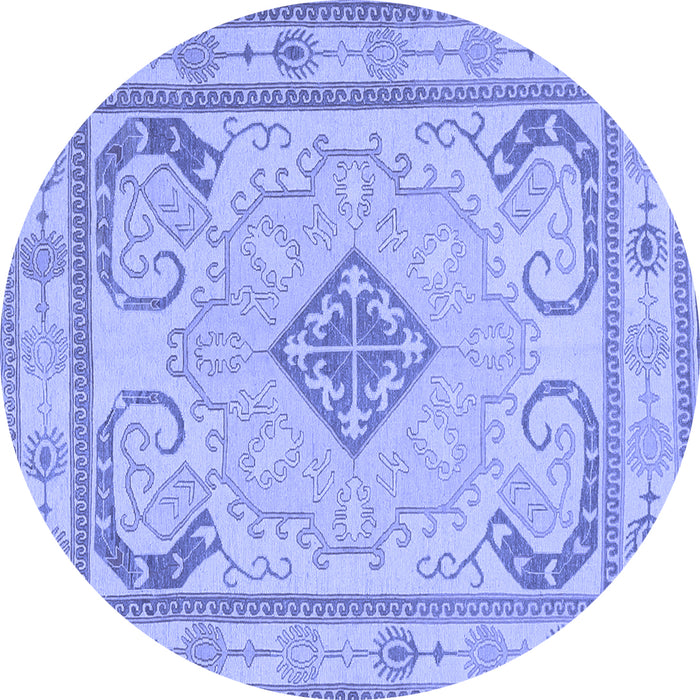 Round Machine Washable Persian Blue Traditional Rug, wshtr1125blu