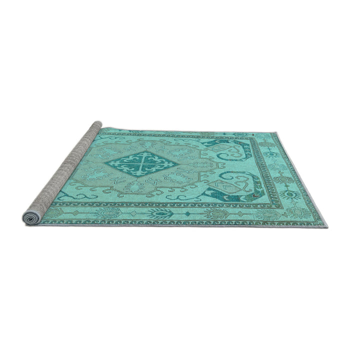 Sideview of Machine Washable Persian Light Blue Traditional Rug, wshtr1125lblu