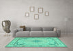 Machine Washable Persian Turquoise Traditional Area Rugs in a Living Room,, wshtr1125turq