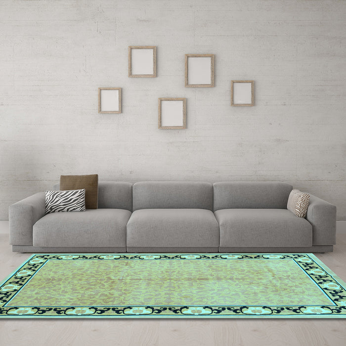 Machine Washable Persian Light Blue Traditional Rug in a Living Room, wshtr1126lblu