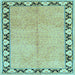Square Machine Washable Persian Light Blue Traditional Rug, wshtr1126lblu