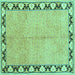 Square Persian Turquoise Traditional Rug, tr1126turq